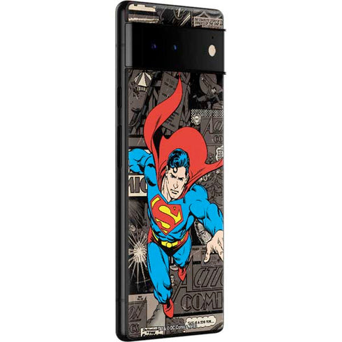 DC Comics Superman Vintage Action pose pattern Google Pixel 6 Pro Skin